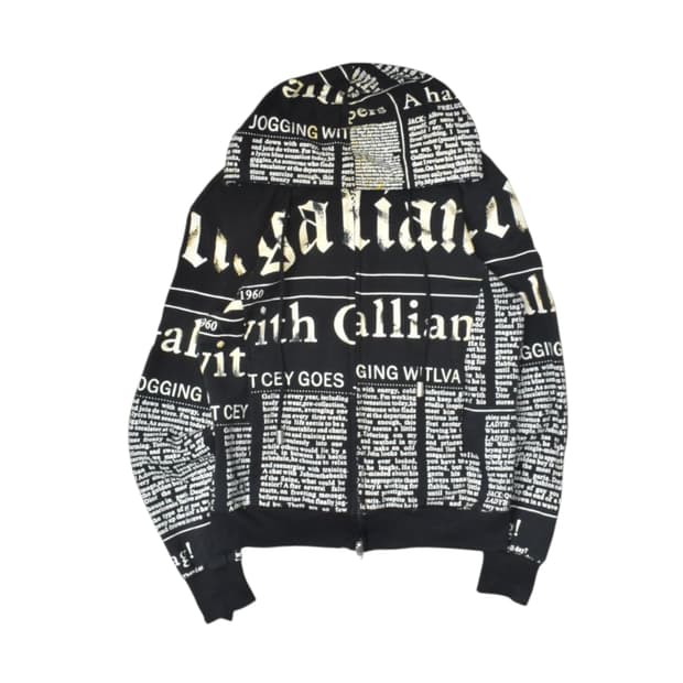 존 갈리아노 뉴스페이퍼 프린팅 후드집업 자켓 L N0721