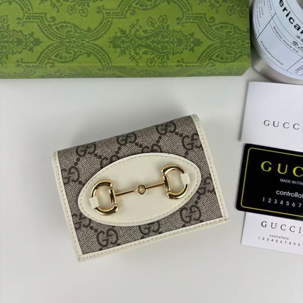 구찌 홀스빗 1955 카드 케이스 지갑 화이트