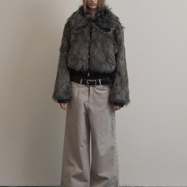 셋업이엑스이 퍼 자켓 차콜