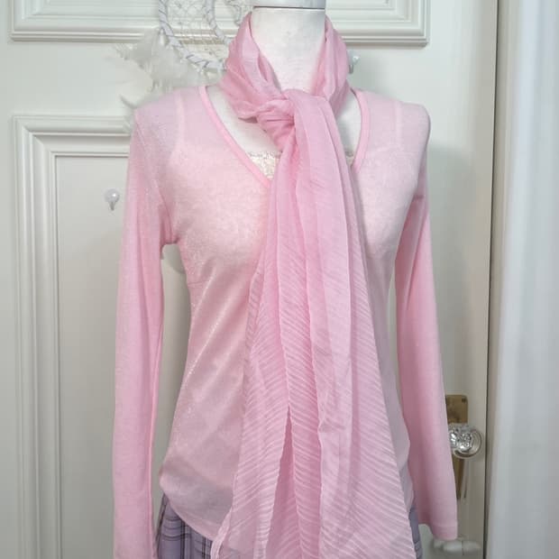 pink crease chiffon basic scarf