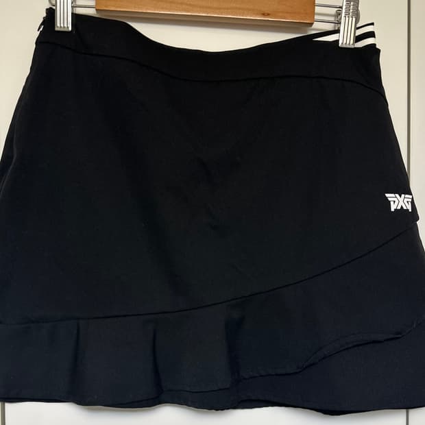 PXG 블랙 플리츠 치마 스커트