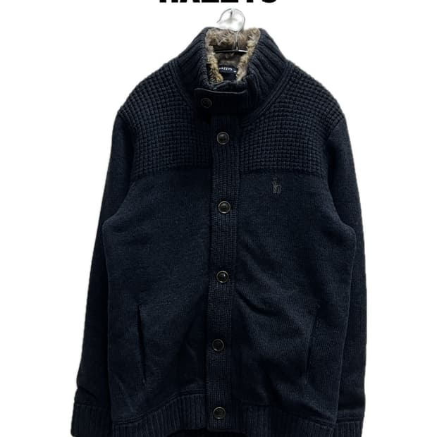 헤지스 토끼털 울 니트 자켓 네이비
