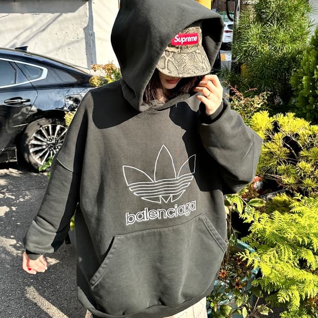 BALENCIAGA X ADIDAS 다크그린 오버사이즈 후디