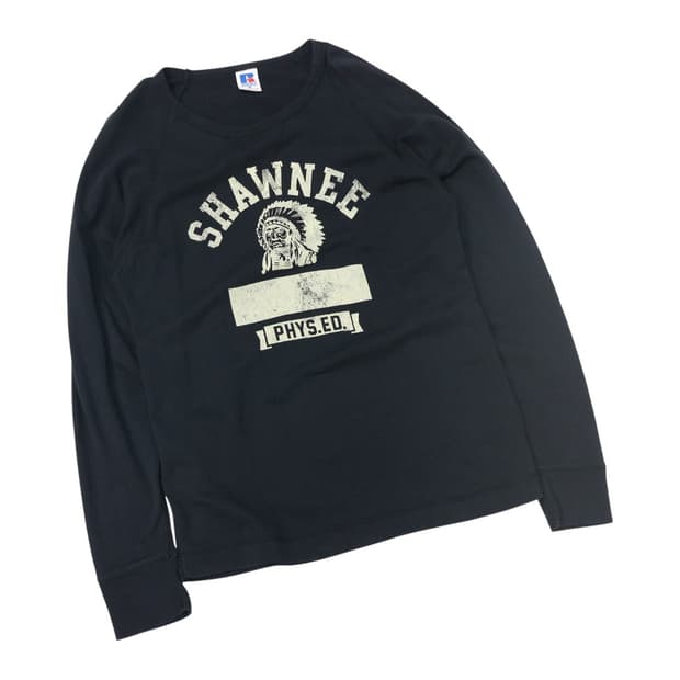 러셀 애슬레틱 빈티지 SHAWNEE 인디언 로고 래글런 티셔츠 (M)