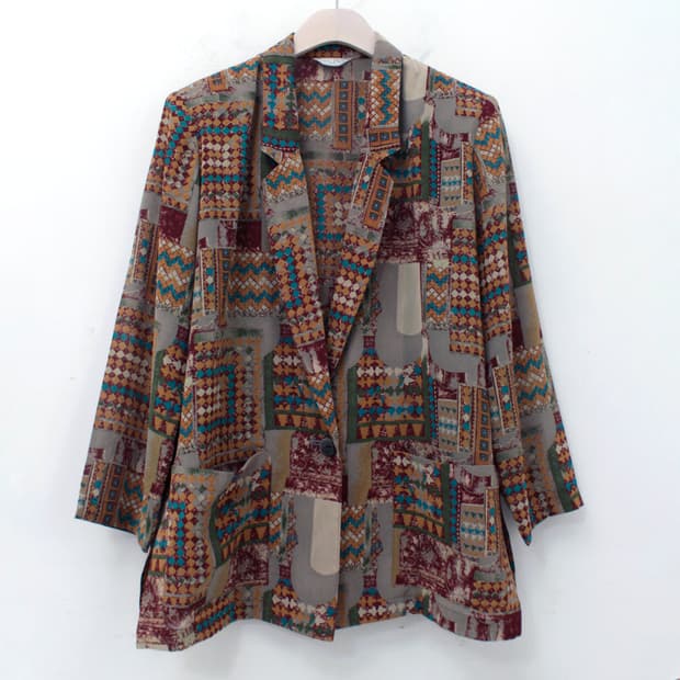 일본 빈티지 패턴 싱글 자켓