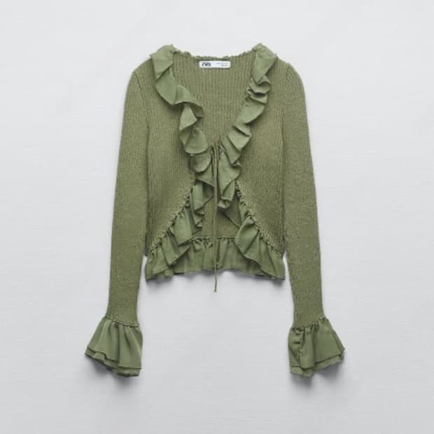 자라 프릴 니트 가디건