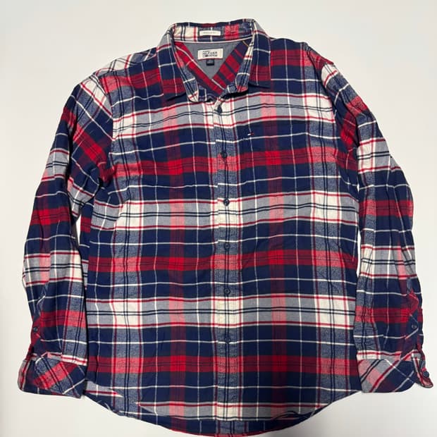 타미힐피거 레귤러핏 이쁜 코튼 체크셔츠 XL