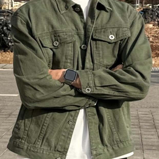 자라 올리브 디스 데님 트러커 자켓 m