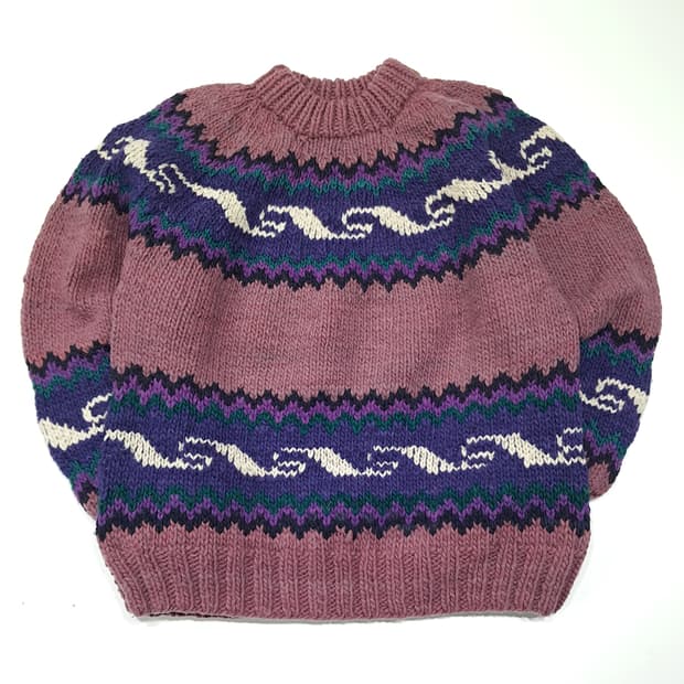 CL124 XL/2XL 에콰도르판 울 헤리티지 패턴 청키 니트