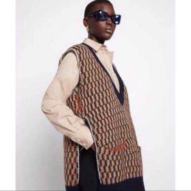 메종키츠네 울 케이블 니트 표기 오버핏L  (실측 꼭 확인 해주세요