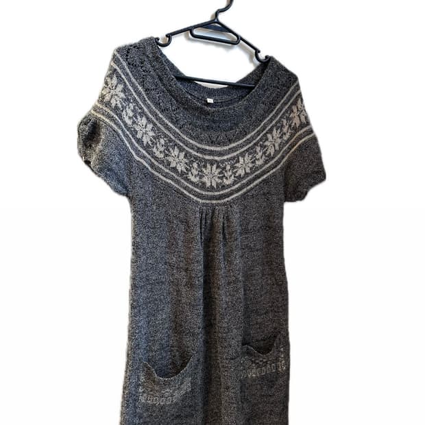빈티지 반팔 원피스 차콜 사와코 모리걸