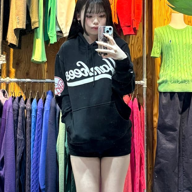 S 마제스틱 뉴욕양키스 빅로고 블랙 후드티
