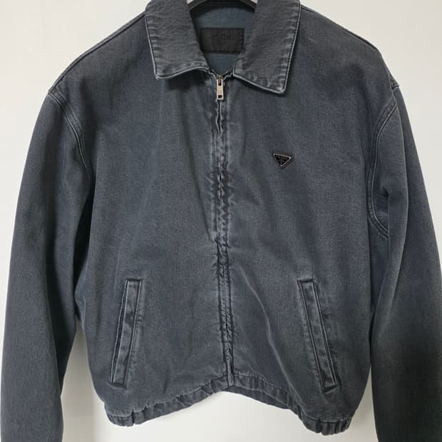 프라다 블루종 데님 자켓 옵시디언 L