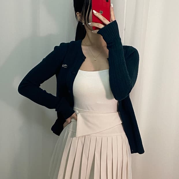 라코스테 꽈배기 와펜 가디건