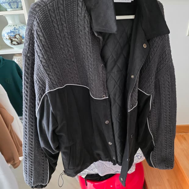 알에스에스씨(RSSC) 니트 스웨이드 바시티 자켓 M사이즈