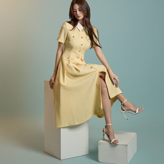 [백화점 정품] 딘트 트위드 카라 원피스 15만 8천원