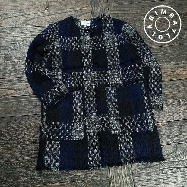 [빔바이롤라] 오버핏 체크 트위드 코트 네이비 M19658