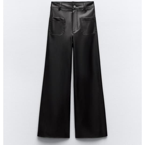 S) ZARA 자라 프론트포켓 에코레더 와이드 팬츠 바지