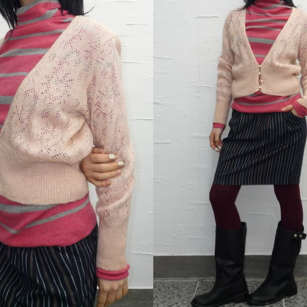 light pink cardigan