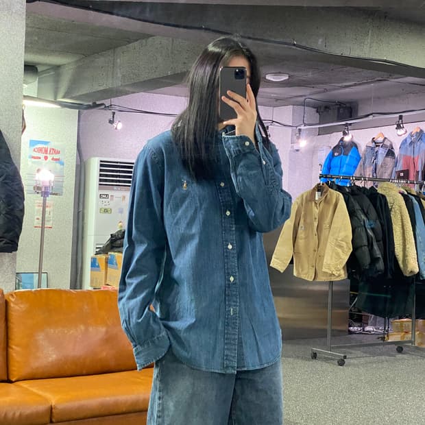 폴로 랄프로렌 포니 로고 클래식핏 데님 셔츠 B4072