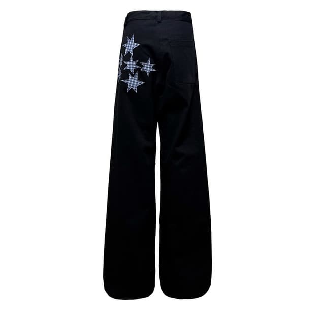 1)탄산마그네슘 스타 아플리케 팬츠 블랙