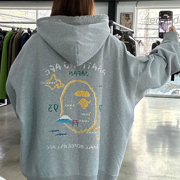 베이프 재팬 빅사루 루즈핏 풀오버 후드티