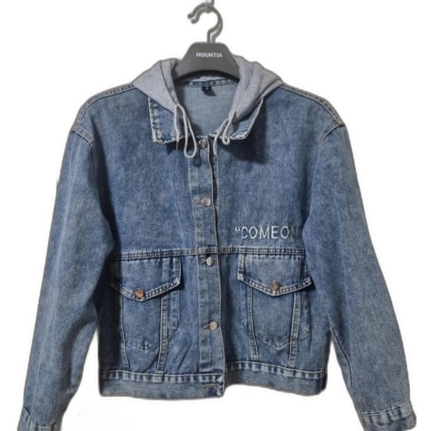 후드 데님 청자켓 FREE