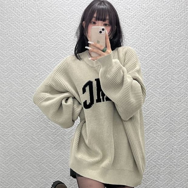 LMC 캐주얼 스트릿 펑크 루즈핏 빅로고 뜨개 니트 2 C10941