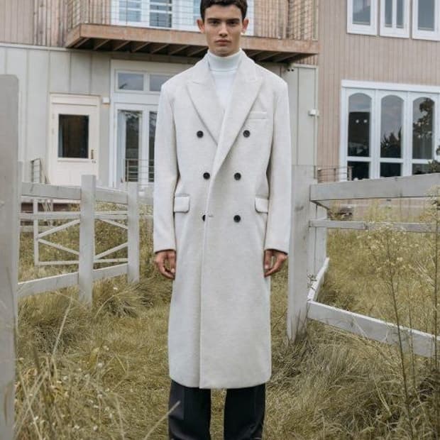 데꼬로소 롱코트 오트밀 화이트 아이보리 XL