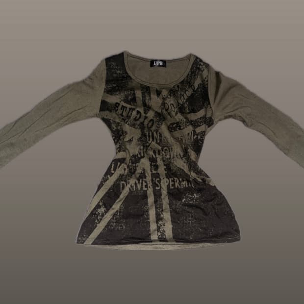 00s Y2K 그런지 카키 빈티지 롱슬리브