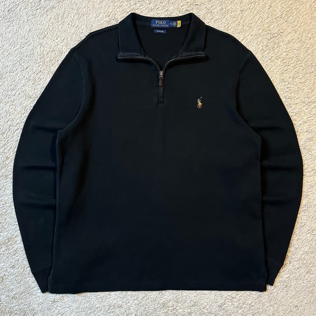 폴로 랄프로렌 신형 QR 멀티포니 하프 반집업 니트 블랙