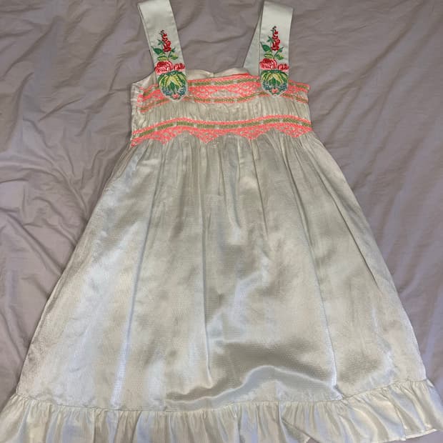 Manoush 마누슈 민트 로즈 가든 자수 프릴 원피스_38 사이즈