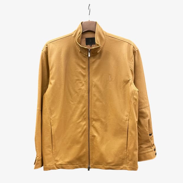 JPN VINTAGE 가죽 자켓 소매 버튼 카라라넥 디테일 진베이지