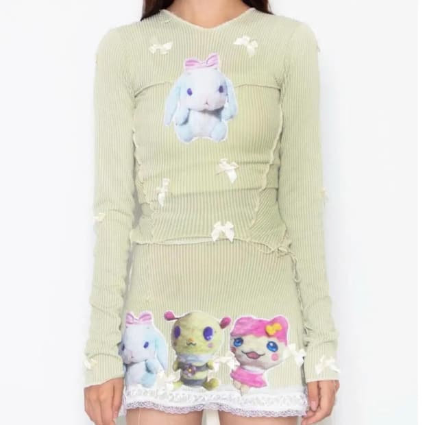 식코키튼 sicko kitten 스티키 롱슬리브 그린