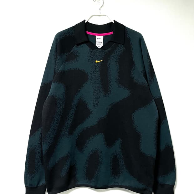 나이키 컬쳐 스우시 패턴 카라 니트 XL _ 딥그린