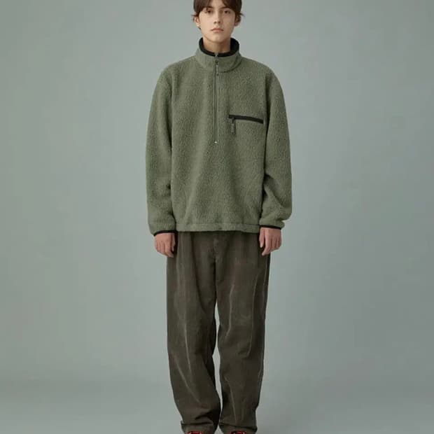 [카키스] 쉐르파 풀오버 하프집업 (그린컬러)_ S size