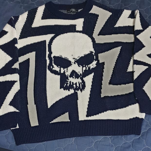 WOOZO 데드 오컬트 지그재그 니트 네이비 (L)