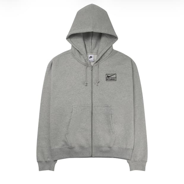 나이키 x 스투시 풀 집 플리스 후드 그레이 헤더 