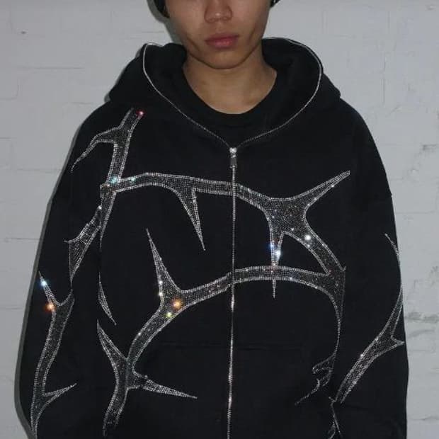 named collective throne rhinestone 후드집업