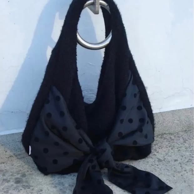 체메씨 도트 리본 호보백 보우 숄더백 백 가방 블랙 챠콜 검정