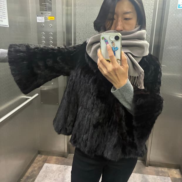 리가 100% 천연 밍크 자켓 하프코트