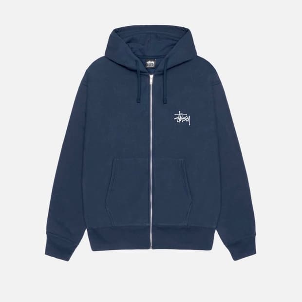 스투시 로고 네이비 후드집업
