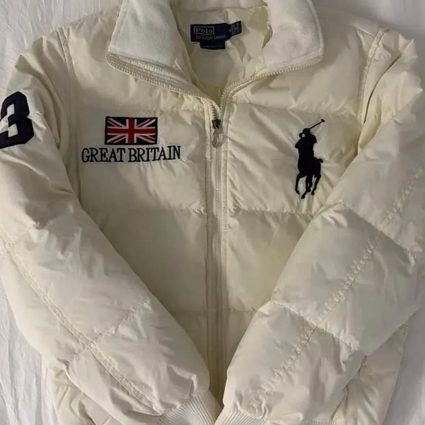 폴로 빅포니 브리튼패딩 크림 화이트 M size