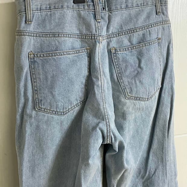 와이드 팬츠 연청 데님 