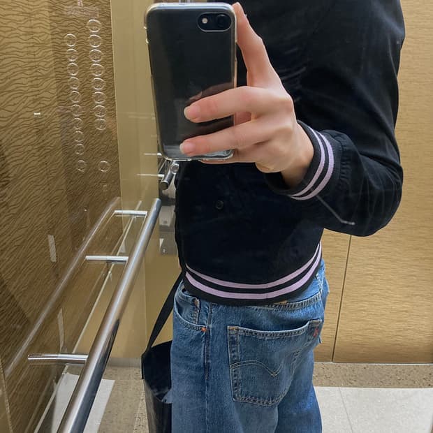 (M) 빔즈 블랙 퍼플 시보리 스윙탑 자켓