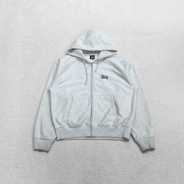 스투시 Stussy 베이직 로고 후드집업 에쉬해더 그레이