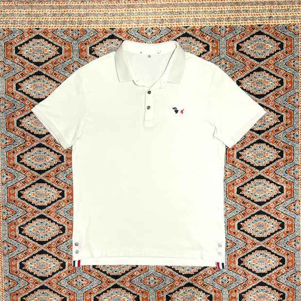 빈티지 아이보리 반팔 카라티셔츠 남성S