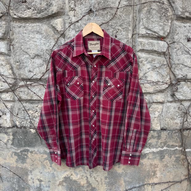 랭글러 빈티지 체크 웨스턴 셔츠 L