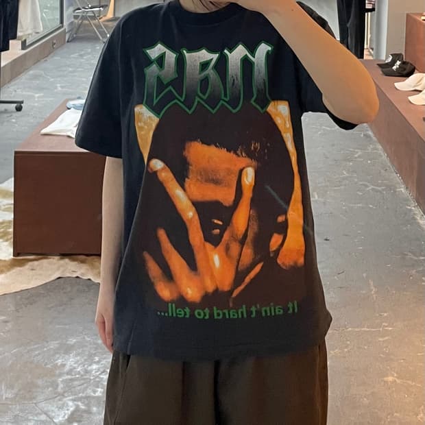 빈티지 Nas 재발매 랩 그래픽 반팔 H2525