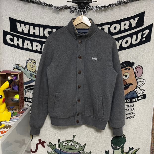 타미힐피거 보아털 그레이 버튼 집업 자켓